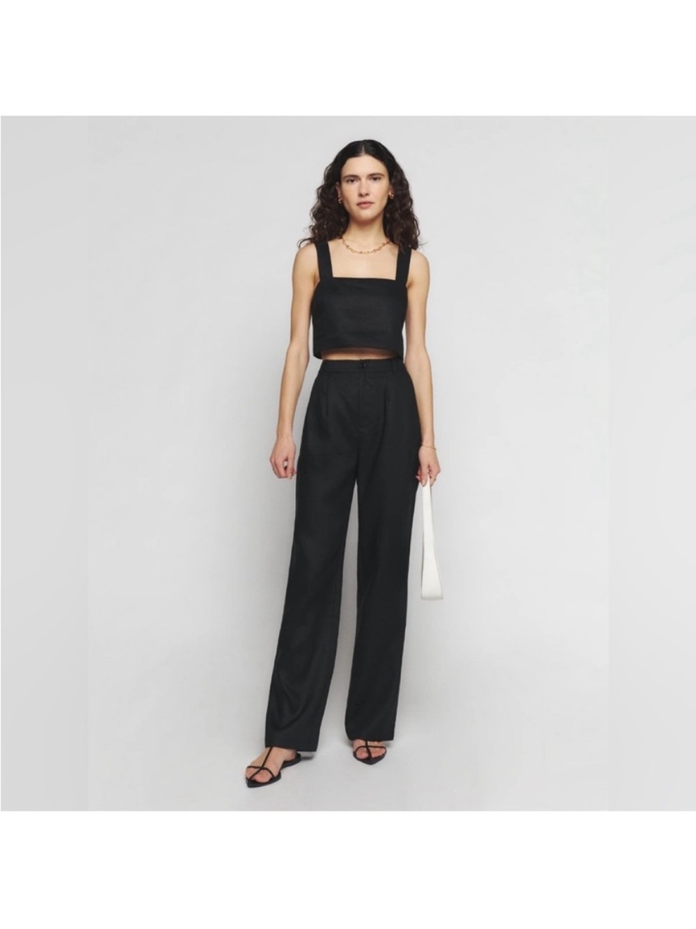Reformation | Black Linen 2 Piece Pant Set Size 8